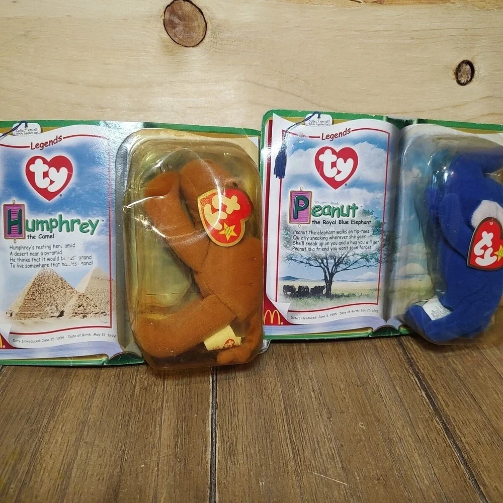 TY Teenie Beanie Babies Chilly Peanut Elephant Humphrey Camel RETIRED McDonald‎